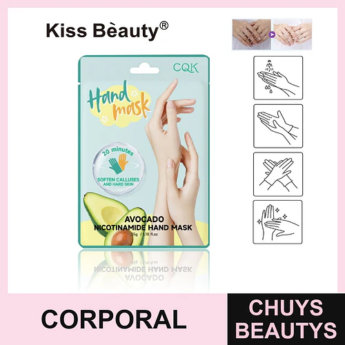 Mascarilla de manos suavizante con aguacate y nicotinamida Kiss Bèauty - Chuys Beautys | Chuys Beautys