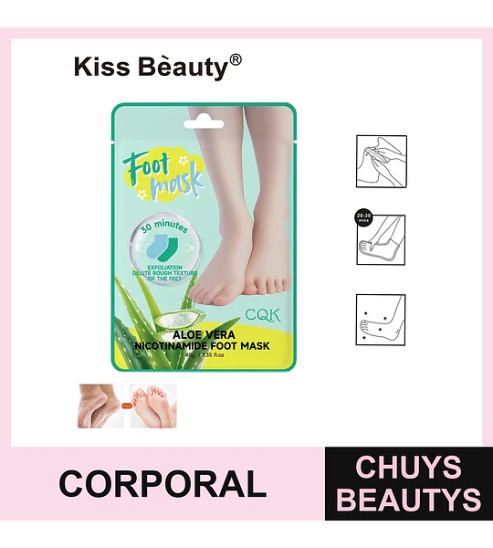 Mascarilla Exfoliante para Pies con Aloe Vera y Nicotinamida Kiss Bèauty