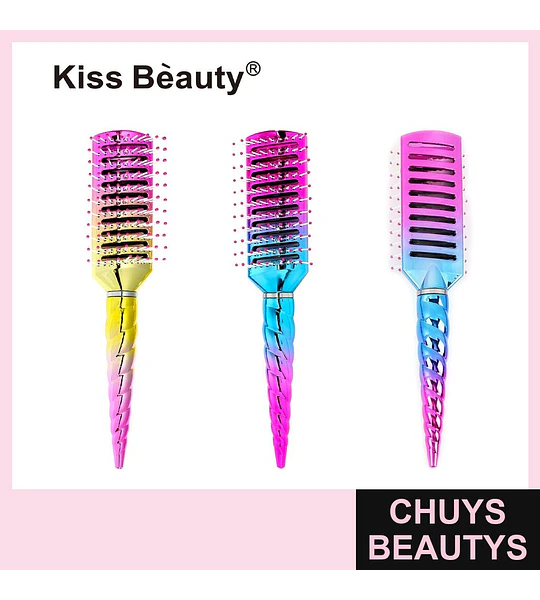 Set de Cepillos de Pelo Ventilados Iridescentes Kiss Bèauty Diseño Unicornio