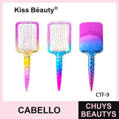 Set de Cepillos Paddle para Cabello Kiss Bèauty con Mango Unicornio Degradado - Chuys Beautys | Chuys Beautys