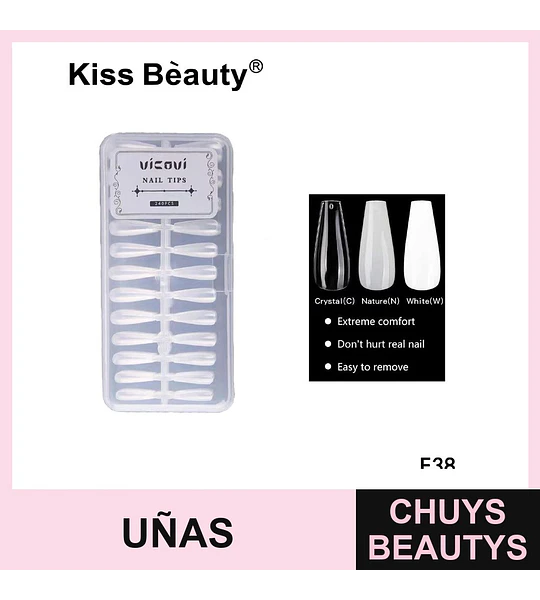 Uñas Postizas Vícovi Kiss Bèauty E38 240 Piezas