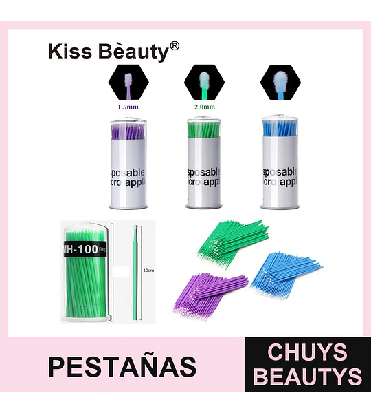 Micro aplicadores desechables Kiss Bèauty para pestañas y maquillaje