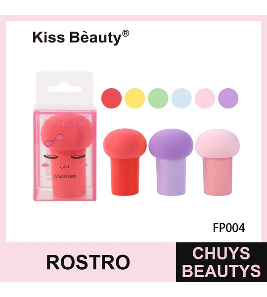 Esponja aplicadora de maquillaje tipo hongo Kiss Bèauty para polvo y base