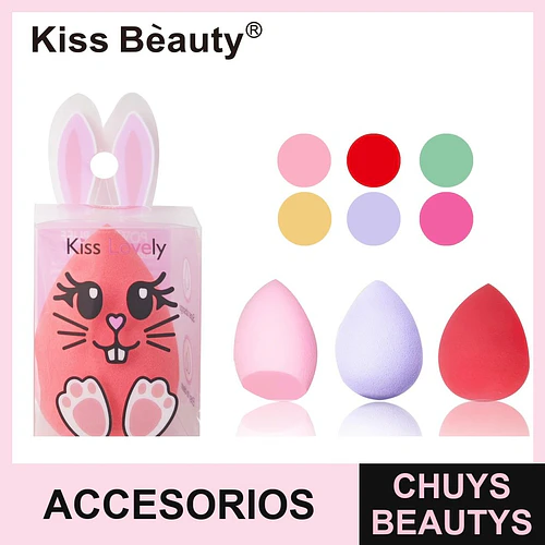Esponjas de Maquillaje Kiss Bèauty con Diseño de Conejito y Formas Variadas - Chuys Beautys | Chuys Beautys