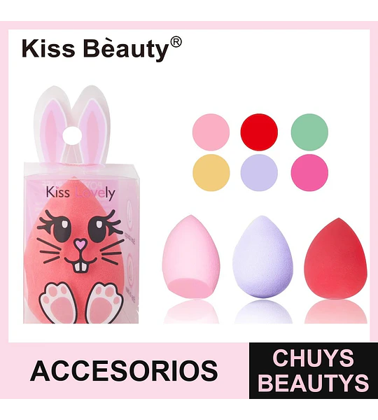Esponjas de Maquillaje Kiss Bèauty con Diseño de Conejito y Formas Variadas