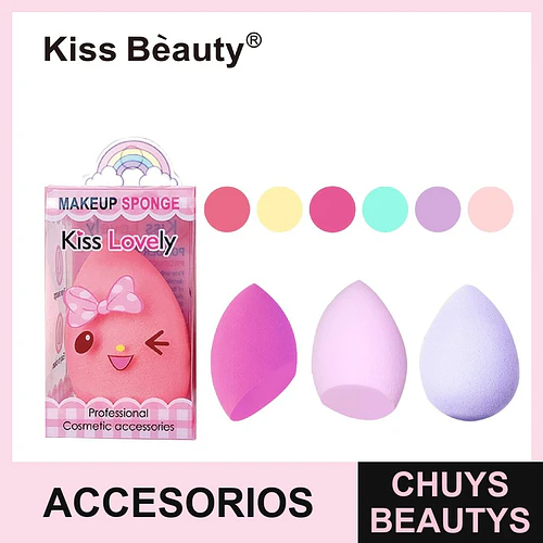 Set de Esponjas de Maquillaje Suaves en Tonos Pastel Kiss Bèauty - Chuys Beautys | Chuys Beautys