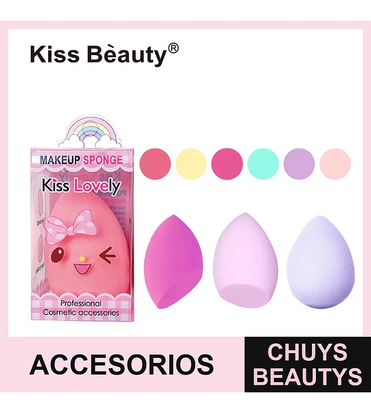 Set de Esponjas de Maquillaje Suaves en Tonos Pastel Kiss Bèauty