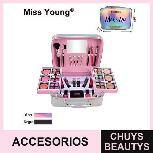 Estuche de Maquillaje Completo Miss Young con Variedad de Cosméticos y Accesorios - Chuys Beautys | Chuys Beautys