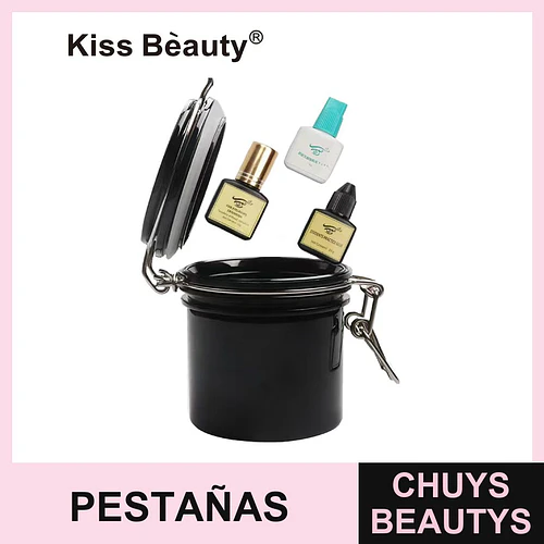 Contenedor hermético para adhesivos de extensiones de pestañas Kiss Bèauty - Chuys Beautys | Chuys Beautys