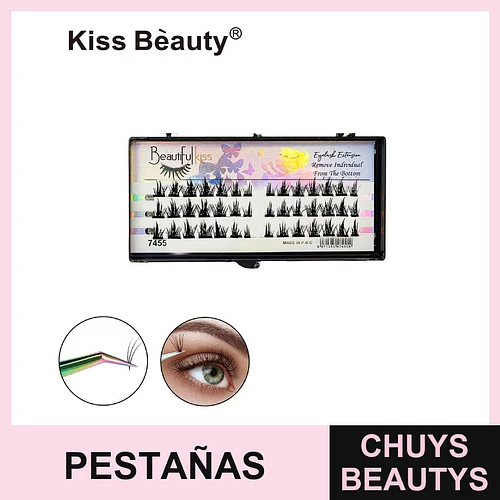 Pestañas Postizas Individuales Cluster Kiss Bèauty Modelo 7455 - Chuys Beautys | Chuys Beautys