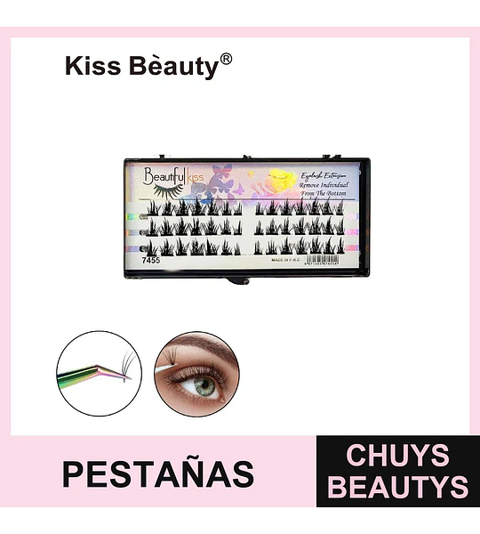 Pestañas Postizas Individuales Cluster Kiss Bèauty Modelo 7455