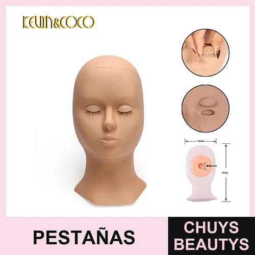 Maniquí de Práctica de Pestañas y Maquillaje KEWIN&COCO con Ojos Cerrados - Chuys Beautys | Chuys Beautys