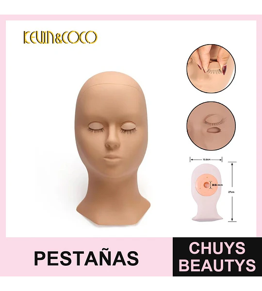 Maniquí de Práctica de Pestañas y Maquillaje KEWIN&COCO con Ojos Cerrados
