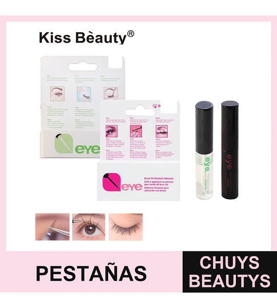Adhesivo para Pestañas Postizas con Brocha Kiss Bèauty, Tono Transparente y Oscuro