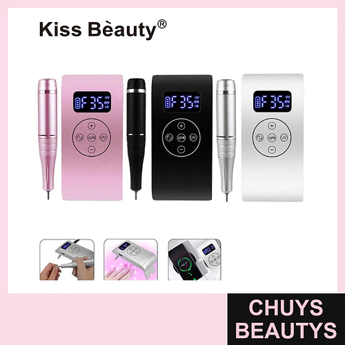 Lima eléctrica profesional Kiss Bèauty JF-601 con UV y función power bank - Chuys Beautys | Chuys Beautys