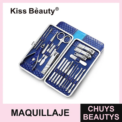Set de Manicura y Pedicura Profesional Kiss Bèauty de 50 Piezas con Estuche Azul - Chuys Beautys | Chuys Beautys