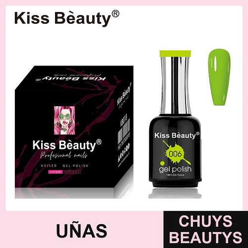 Kiss Beauty Gel Polish Profesional para Uñas UV/LED Tono 006 Verde Vibrante - Chuys Beautys | Chuys Beautys