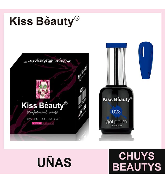 Gel de Uñas UV/LED Profesional Azul Intenso Kiss Beauty Set 6 Piezas
