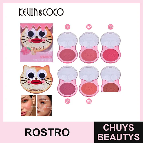 Rubor compacto multifuncional KEVIN&COCO diseño gato tostado - Chuys Beautys | Chuys Beautys