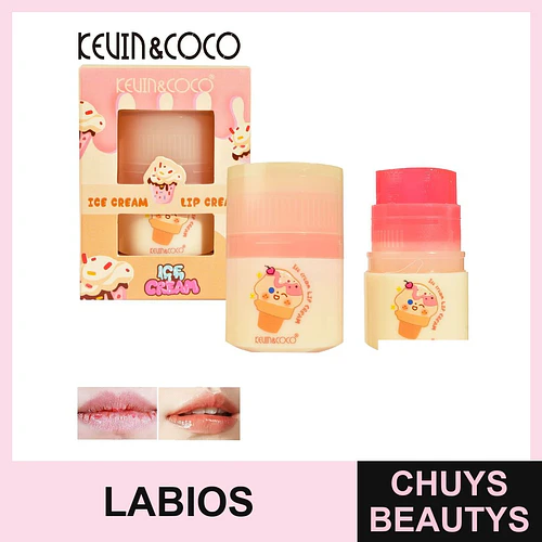 Bálsamo labial hidratante KEVIN&COCO con diseño de helado y brillo sutil - Chuys Beautys | Chuys Beautys