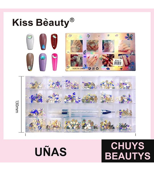 Kit de Decoración de Uñas con Cristales AB Surtidos Kiss Bèauty
