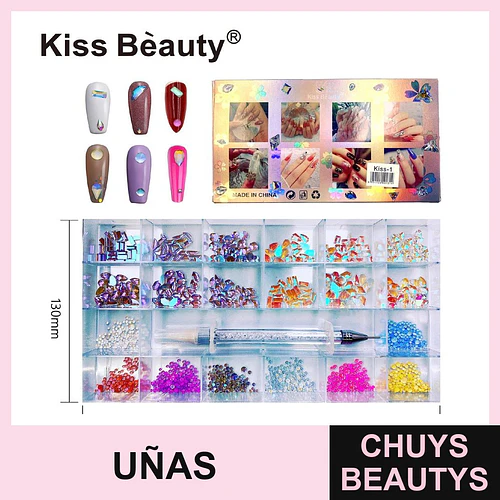 Set de Gemas y Cristales para Uñas Kiss Beauty con Aplicador - Chuys Beautys | Chuys Beautys
