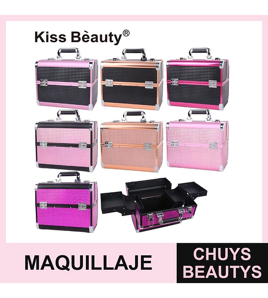 Estuche Organizador de Maquillaje Profesional Kiss Bèauty con Múltiples Compartimentos y Diseño Elegante