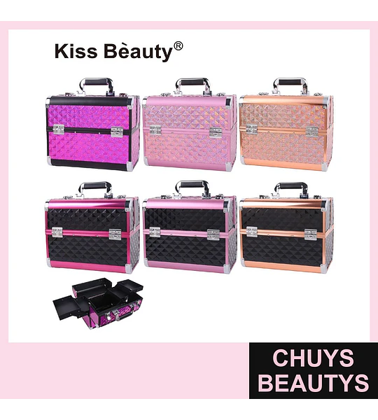 Maletín organizador de maquillaje profesional brillante Kiss Bèauty