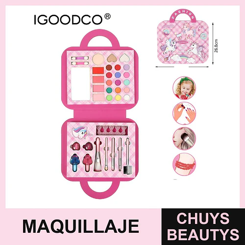 Set de Maquillaje Infantil Completo Unicornio IGOODCO 72 Piezas - Chuys Beautys | Chuys Beautys