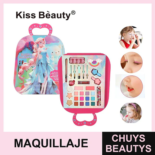 Kit de Maquillaje Infantil Completo en Maleta Portátil Kiss Bèauty - Chuys Beautys | Chuys Beautys