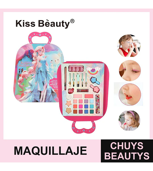 Kit de Maquillaje Infantil Completo en Maleta Portátil Kiss Bèauty