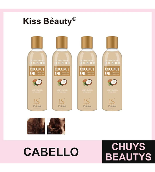 Pulidor Capilar Kiss Beauty con Aceite de Coco para Brillo Intenso