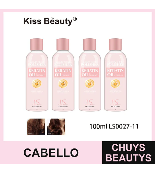 Kiss Bèauty Luxury Shine Keratin Oil Polisher para Cabello Fuerte y Sedoso