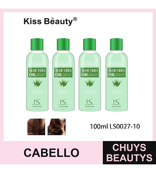 Pulidor Capilar Aceite de Aloe Vera Kiss Bèauty para Brillo y Suavidad