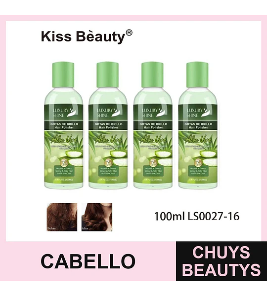 Gotas de Brillo Capilar Suavizante con Aloe Vera Kiss Bèauty