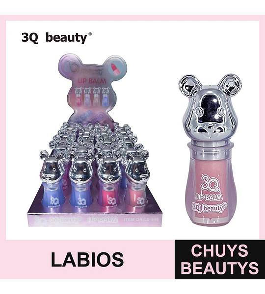 Bálsamo labial brillante 3Q Beauty con diseño de oso
