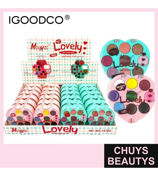 Paleta de Maquillaje Horneado Lovely MoxMac en Forma de Corazón
