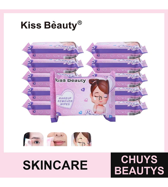Toallitas Desmaquillantes Suaves Kiss Beauty para Limpieza Facial Profunda