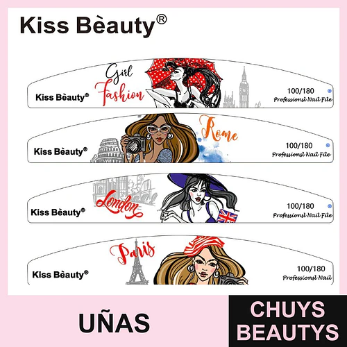 Lima de Uñas Profesional Kiss Bèauty Doble Cara 100/180 Diseño Ciudades - Chuys Beautys | Chuys Beautys