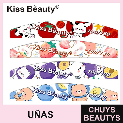 Limas de Uñas Doble Cara Kiss Bèauty con Diseños Animados Grano 100/180 - Chuys Beautys | Chuys Beautys