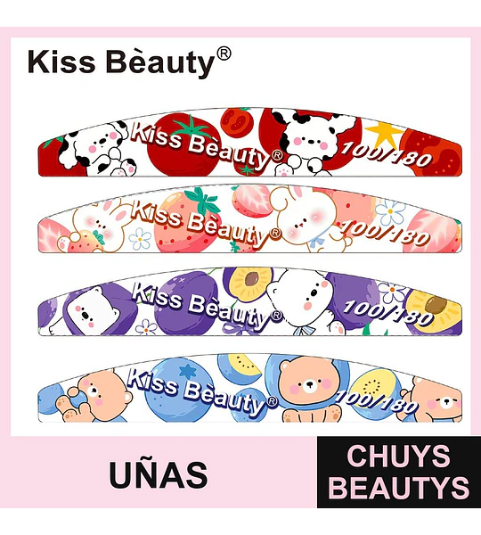 Limas de Uñas Doble Cara Kiss Bèauty con Diseños Animados Grano 100/180