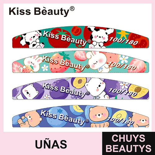 Limas de Uñas Doble Cara Kiss Bèauty con Diseños Variados Grano 100/180 - Chuys Beautys | Chuys Beautys