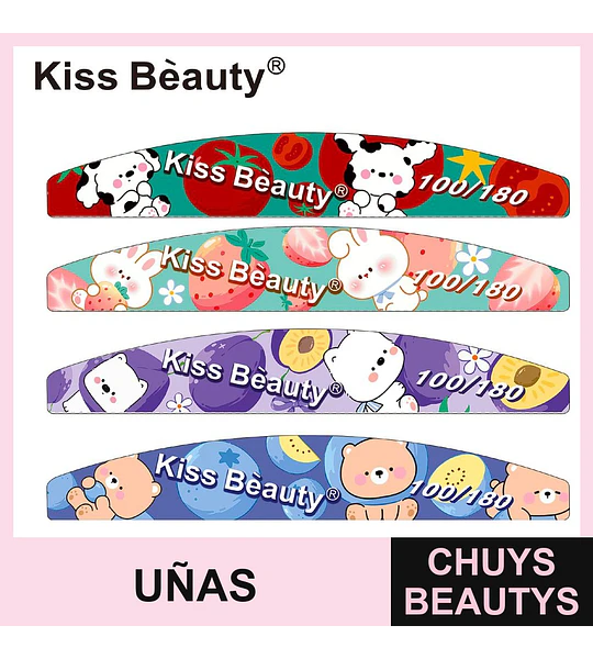 Limas de Uñas Doble Cara Kiss Bèauty con Diseños Variados Grano 100/180