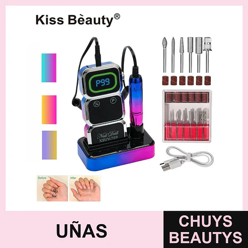 Taladro de Uñas Eléctrico Profesional Kiss Beauty con Bits y Lijas - Chuys Beautys | Chuys Beautys