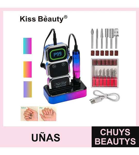 Taladro de Uñas Eléctrico Profesional Kiss Beauty con Bits y Lijas