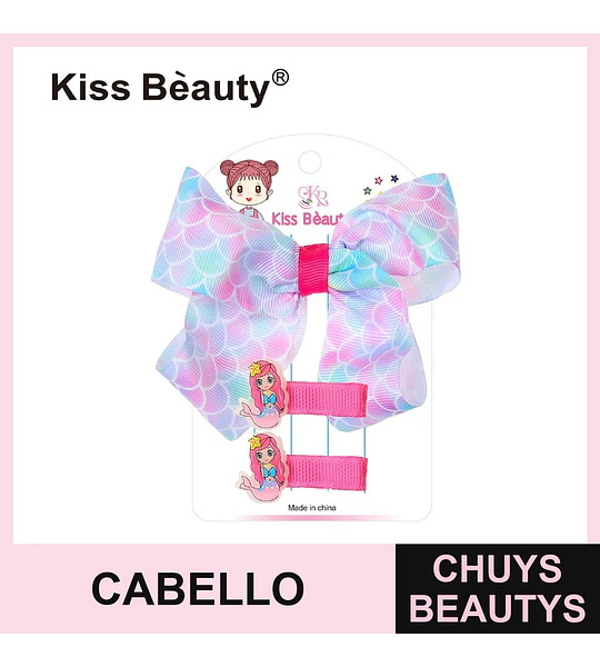Set de Accesorios para el Cabello con Lazo de Sirena y Pinzas Kiss Bèauty