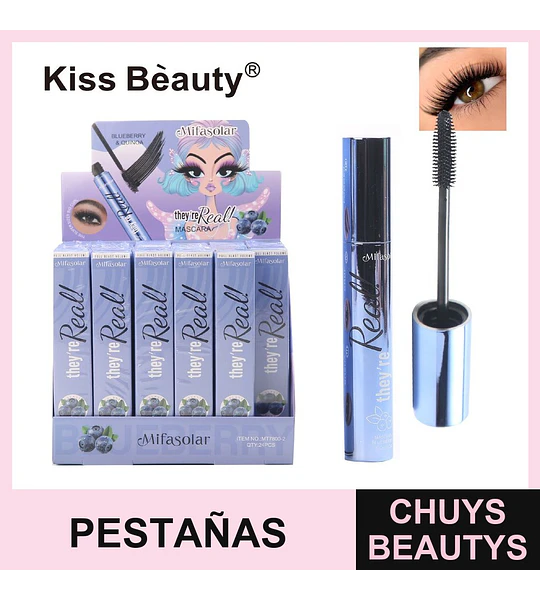 Kiss Beauty Mascara de Volumen Intenso con Arándano y Quinoa