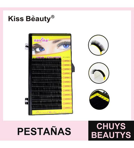 Pestañas Postizas Navina Mink de Calidad Profesional 12 Líneas