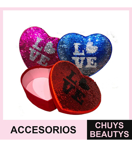 Cajas de Regalo Corazón con Lentejuelas Reversibles LOVE para Accesorios