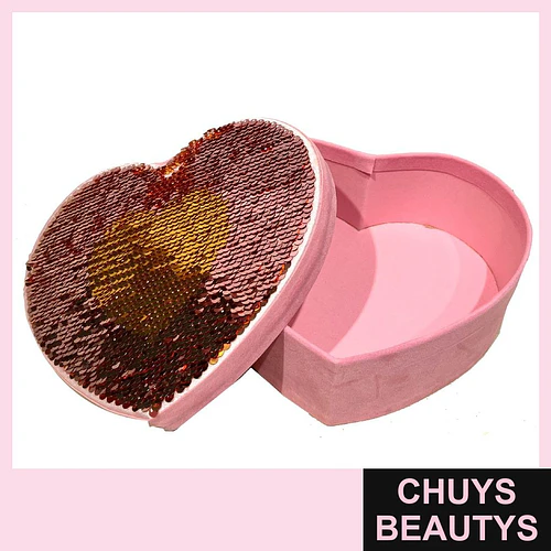 Caja organizadora corazón con lentejuelas reversibles - Chuys Beautys | Chuys Beautys